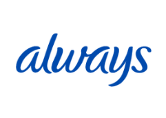 Logo da Always em azul com tipografia cursiva