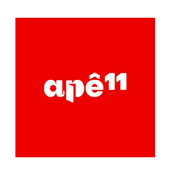 Logo da Apê11 com fundo vermelho e texto branco estilizado