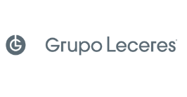 Logo do Grupo Leceres com símbolo circular e nome em cinza