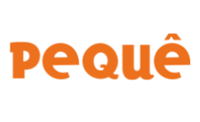 Logo da marca Pequê com tipografia laranja divertida