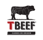 Logo da TBeef com boi estilizado e texto em preto e vermelho